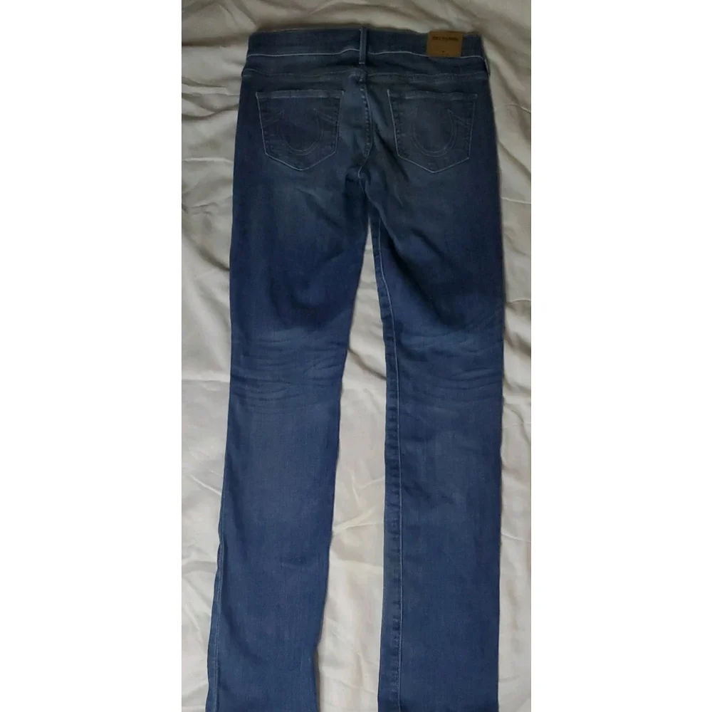 True Religion Sz 27 Blue Denim Straight Leg Womens Jeans - Picture 9 of 10